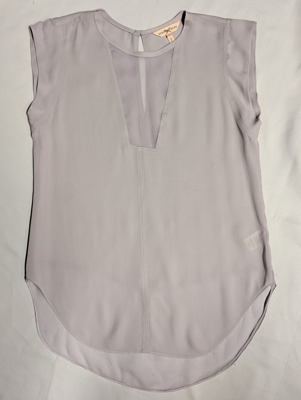 Silk Rebecca Taylor Lavender Cap Sleeve V-Neck Blouse Size 0